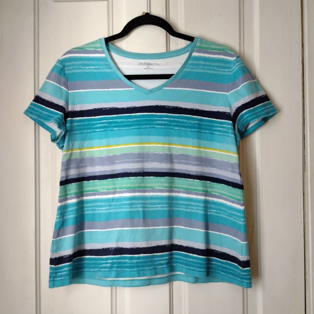 Multicolored Striped Tee Croft & Barrow XL